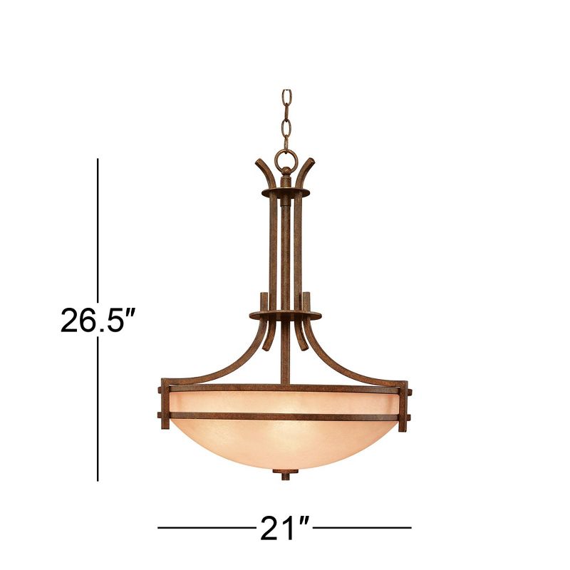Franklin Iron Works Oak Valley Bronze Pendant Chandelier 21" Wide Rustic Cream Scavo Glass 5-Light Fixture for Dining Room House Foyer Kitchen Island, 4 of 7