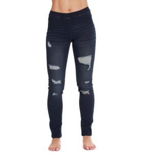Just Love Women’s Ripped Denim Jeggings – Stretch Pull-On Jean Leggings, Skinny Fit Jegging Pants - 1 of 2