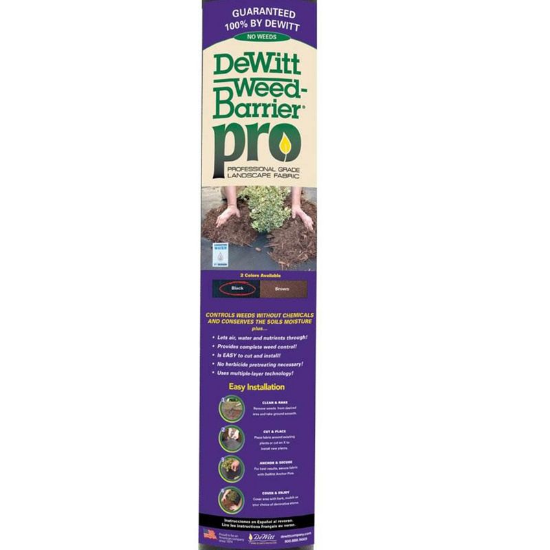 DeWitt Weed Barrier Pro 3-Ounce Commercial and Home Garden Landscape Weed Block Barrier Heavy-Duty Non-Woven Ground Cover Fabric, Black, 2 of 7