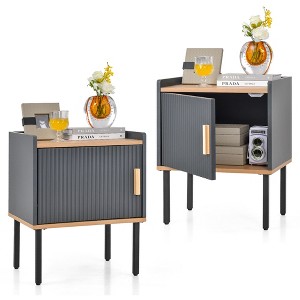 Costway Nightstand Bedside End Table with Door Cabinet for Living Room Bedroom - 1 of 4