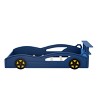 Wooden Race Car Bed,Car-Shaped Platform Twin Bed with Wheels For Teens - 4 of 4
