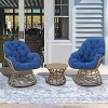360° Swivel Chairs for Outside Patio Set of 3,PE Wicker Luxury Lounger Chair with Coffe Table,Soft Cushion for Apartment Balcony,Patio,Porch,Yard - 2 of 4