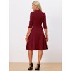 INSPIRE CHIC Women's Vintage 3/4 Sleeves Stand Collar Office Work Elegant A-Line Dress - 3 of 4