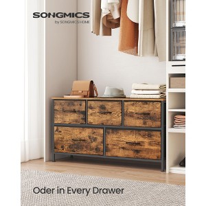 5-Drawer Storage Dresser - Steel Frame Organizer with Non-Woven Fabric Drawers, Multi-Use TV Stand, Rustic Brown and Ink Black - 1 of 4