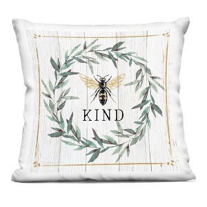 Stupell Industries Bee Kind Phrase Country Farm Insect Pun Indoor Decorative Throw Pillow, 18 x 18 - 1 of 3