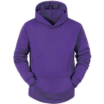 Lars Amadeus Men's Plush Lined Pullover Solid Long Sleeves Hooded Sweatshirts with Pocket