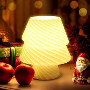 DORESshop 7 in. White Glass Desk Tree Lamp, 9-Watt Warm Light Bulb Included, Perfect Decor for Bedroom, Living Room, Christmas - 1 of 4
