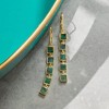 Ross-Simons 7.25 ct. t.w. Emerald Square-Link Drop Earrings in 18kt Gold Over Sterling - 4 of 4
