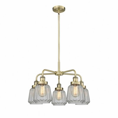Chatham - 5 Light Stem Hung Chandelier In Art Deco Style-13.5 Inches Tall and 24.5 Inches Wide