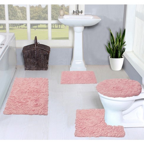 Home Weavers Inc Radiant Collection Pink Cotton 2 Piece Bath Rug Set