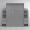 Queen Size Wall Murphy Bed with Storage Shelves, Drawers & LED Light, Foldable Cabinet Bed, No Box Spring Needed - 3 of 4