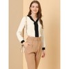 Allegra K Women's Split Neck Pleated Front Office Work Contrast Color Blouse - 2 of 4