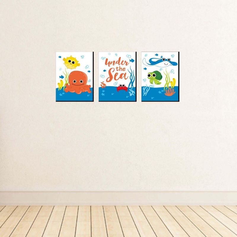 Big Dot of Happiness Under the Sea Critters - Nursery Wall Art and Kids Room Decorations - Christmas Gift Ideas - 7.5 x 10 inches - Set of 3 Prints, 3 of 8