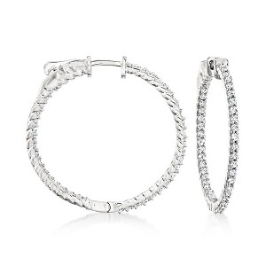 Ross-Simons 1.00 ct. t.w. Diamond Inside-Outside Hoop Earrings in Sterling Silver - 1 of 3