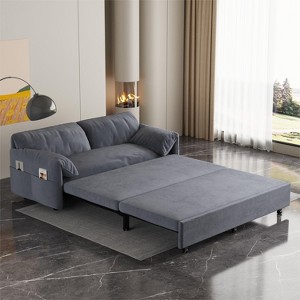 NicBex Couches for Living Room 63.8" Pull-Out Sofa Bed Multi-Functional Velvet Loveseat Sleeper Sofa Bed with Side Storage for Apartment - 1 of 4