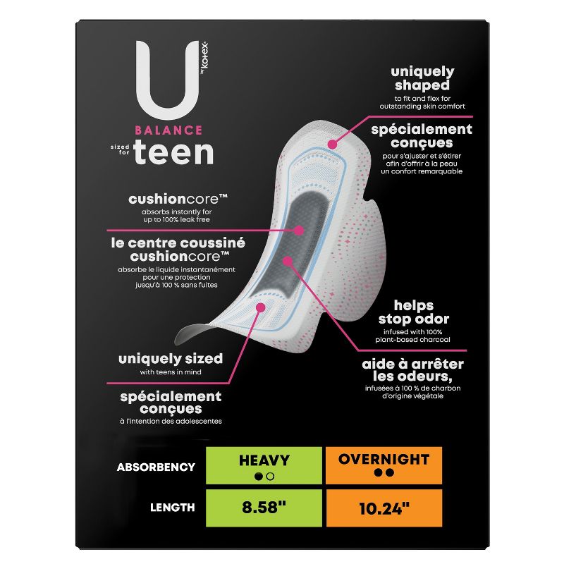 U by Kotex Balance Sized for Teens Ultra-Thin Pads with Wings - Extra Absorbency - Unscented - 28ct, 3 of 12