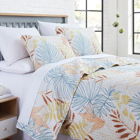 Southshore Fine Living Oversized Lightweight Tropic Leaf Quilt Set - image 1 of 4