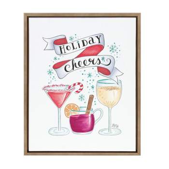 18" x 24" Sylvie Holiday Cheers by Valerie McKeehan Framed Canvas Gold - Kate & Laurel All Things Decor
