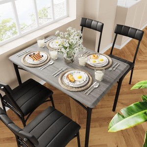 Jojoka Modern 5-Piece Dining Table Set for 4 with Upholstered Chairs, Rectangular Kitchen Table and Chairs Set for Small Spaces, Grey Finish - 1 of 4
