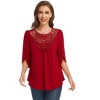 Women's Summer Shirt Crew Neck Three-Quarter Sleeve Blouse for Women - 2 of 4