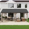Mondawe 12 x 20 ft. Wood Gazebo Cedar Framed Wooden Gazebo, with Galvanized Steel Gable Hardtop Roof Steel Hardtop Patio Gazebo - 4 of 4