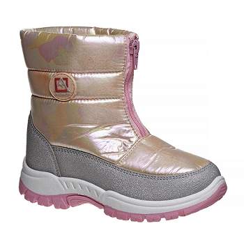 Josmo Girls Water Resistant Rain Boot Duck Boots - Silver/pink, 4 : Target