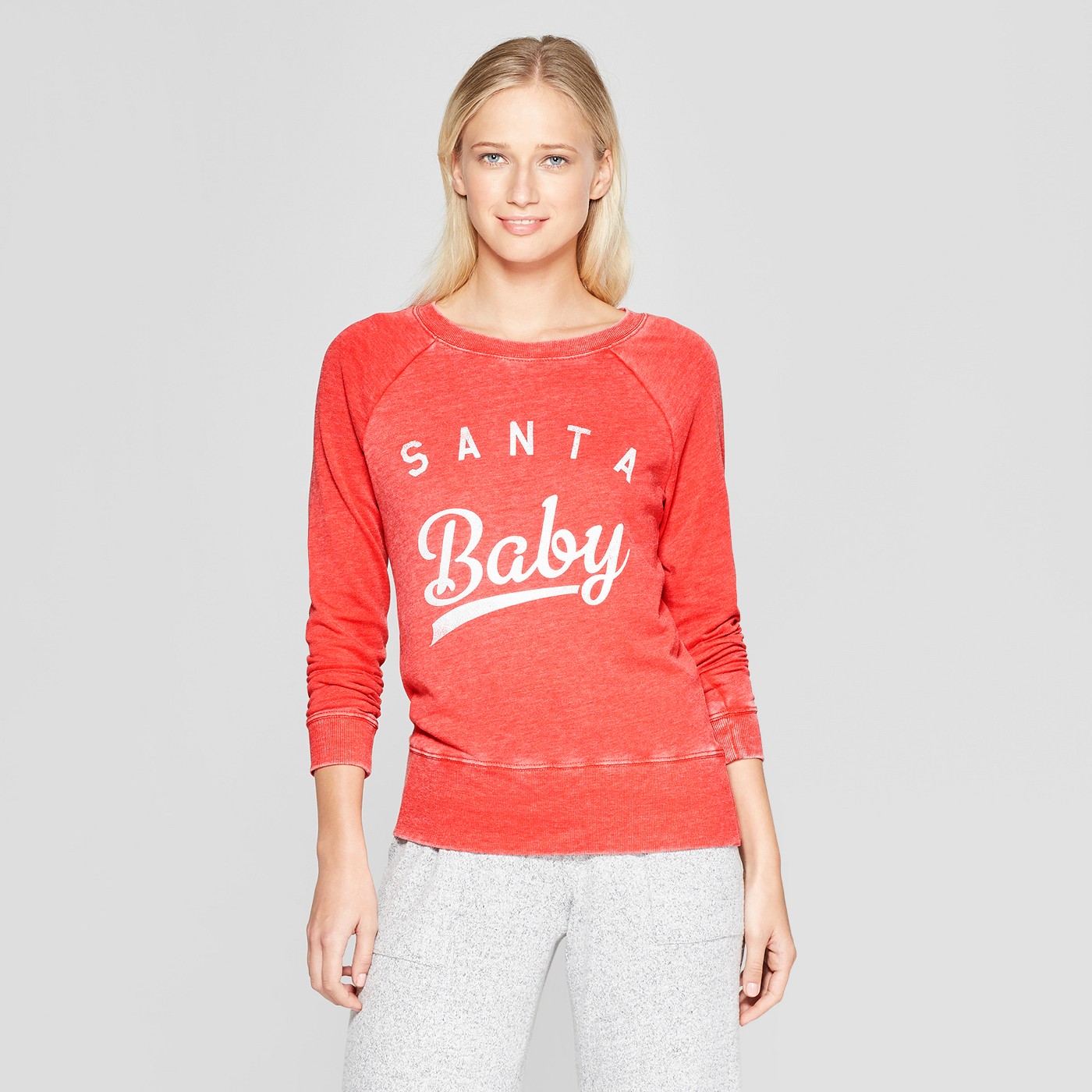 Grayson Threads Women's Holiday Santa Baby Crew Sleep Sweatshirt - Red - image 1 of 2