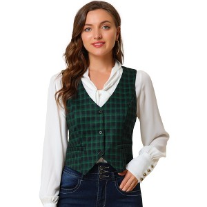 Allegra K Women's Steampunk Dressy Sleeveless Versatile Racerback Suit Vests - 1 of 4