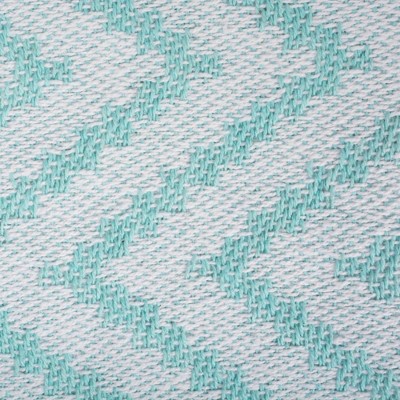 Aqua Chevron Cotton Throw Blanket with Fringe