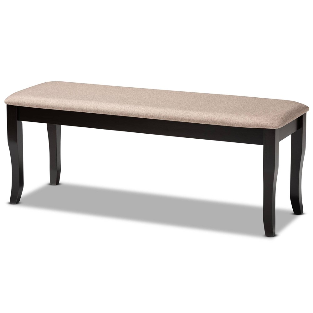 Photos - Other Furniture Cornelie Fabric Upholstered Wood Dining Bench Sand/Dark Brown - Baxton Stu