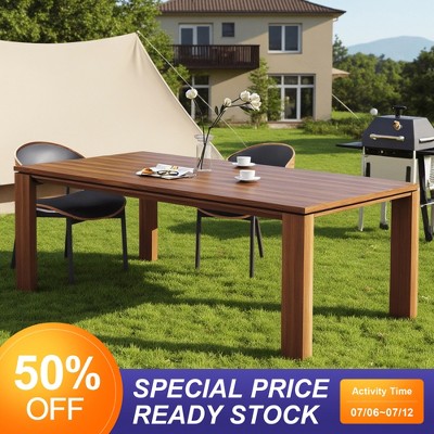 Luck Live Modern Patio Dining Tables 62.99 inches solid wood outdoor dining table/Brown accommodating 4-6 people