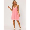 cheibear Women's V Neck Lace Trim Solid Color Pajama Sleepdress Nightgown - 2 of 4
