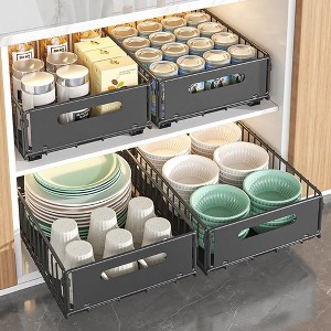COZONY Telescoping Under-Sink Drawer Organizer, Foldable Pull Out Storage with Smooth Glide, Carbon Steel Cabinet Solution - 1 of 4