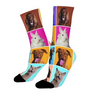 Colorful Cute Dog Cat Rabbit Women Printed Crew Socks Funny Funky Socks Soft Polyester Novelty Gifts for Artists Men - 1 of 1