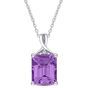 EVERLY JEWELRY | Sterling Silver 5 CT TGW Amethyst White Topaz Fashion Pendant With Chain, 18-inch - 1 of 4