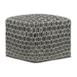 NicBex Modern Square Woven Pouf Ottoman Soft and Comfortable utdoor/Indoor Footstool for Living Room, Bedroom,  Black/White - 1 of 4