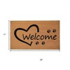 HomeRoots 17" X 29" Natural And Black Pawprint Welcome Outdoor Coir Door Mat - 3 of 4