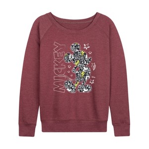 Women's - Disney - Mickey Mouse Lightweight French Terry Wide Neck Long Sleeve Shirt - 1 of 4