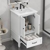 TOBILI 20" Bathroom Vanity with Sink, Bathroom Cabinet with Two Doors, Magnetic Door Stopper and Adiustable Foot Pads, A Drawer, White - 2 of 4