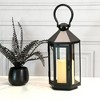 LumaBase Metal Lantern with Battery-Operated Candle - Black Hexagon - 4 of 4