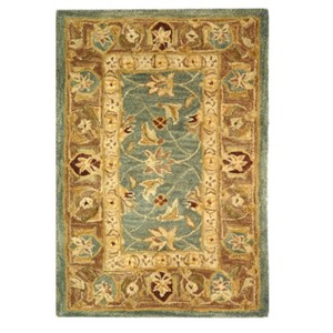 Teal Blue/Taupe Floral Tufted Accent Rug 2