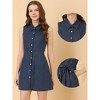 Allegra K Women's Vintage Button Down Polka Dots Sleeveless Belted Shirt Dress - 2 of 4