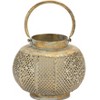 Distressed Punched Metal Lantern – 5.75"H Copper-Green Bohemian Candle Holder with Glass Insert by Melrose - 2 of 3