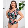Women's Plus Size V Neck Swimwear One Piece Slimming Bathing Suit Halter Push Up Tummy Control Swimsuit - 3 of 4