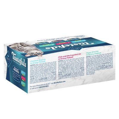 Blue Buffalo Tastefuls Natural Flaked Wet Cat Food Variety Pack, Tuna, Chicken, Fish & Shrimp Entrées in Gravy - 3oz/12ct, 3 of 13