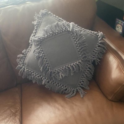 18x18 Boucle Foil Marble With Tassels Square Throw Pillow Ivory/silver -  Vcny Home : Target