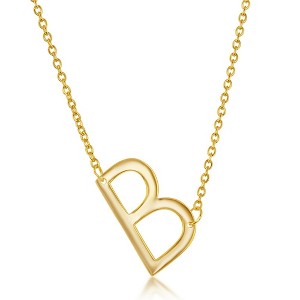 Bella Silver Sterling Silver Sideways Initial 18" Pendant Necklace - Available Colors: Silver, Gold - 1 of 2