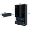 Famapy Navy Blue Wardrobe: Stylish Design with Mirror Door and Sliding Hanging Rod - 3 of 4