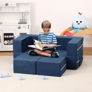 3 Pcs Toddler Couch, Modular Kids Play Couch with Armrest, Kids Fold Out Couch Toddler Playroom Essentials for Classroom Bedroom - 1 of 4