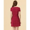 Allegra K Women's Printed Summer Casual Square Neck Short Sleeve Fit and Flare Dress - 4 of 4